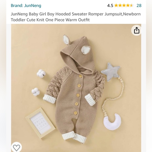 Neutral sweater romper jumpsuit newborn one piece onesie - Picture 1 of 6